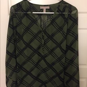 Banana Republic sheer green/black blouse -10P